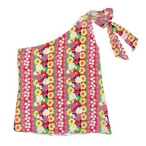 Lilly Pulitzer Women’s 100% Silk Floral One Shoulder Tank Size 0 Shoulder Accent
